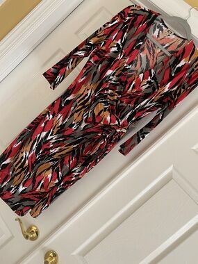 Anne Klein Animal Print Surplice Dress with Side-tie